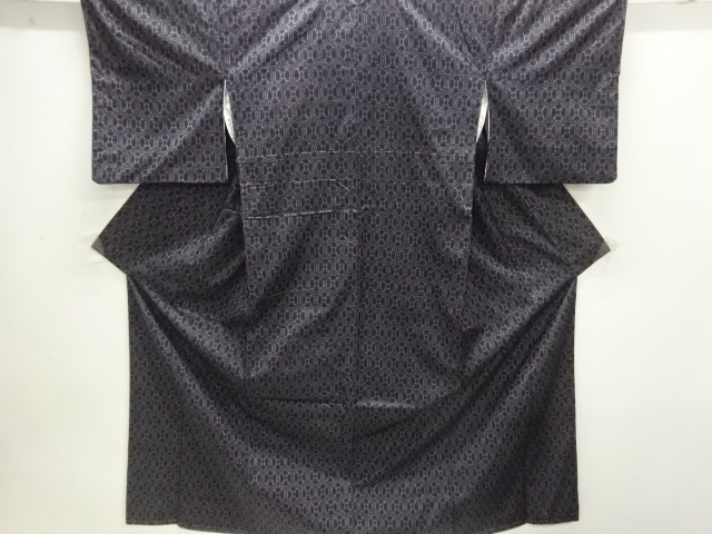 JAPANESE KIMONO / TSUMUGI / UNUSED / WOVEN ABSTRACT GRID
